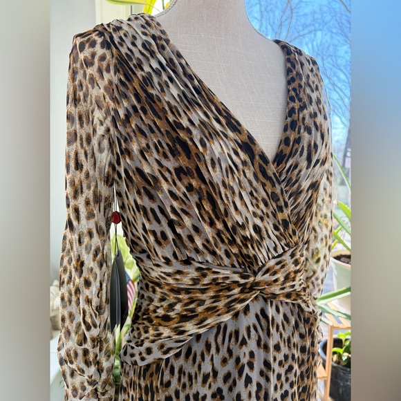 Tadashi Shoji Animal Print Long Sleeve Dress - Picture 3 of 11